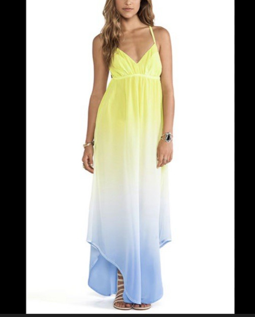Gypsy 05 Triangle Spaghetti Panel V-Neck Cami Dress in Sky & Lime Size XS