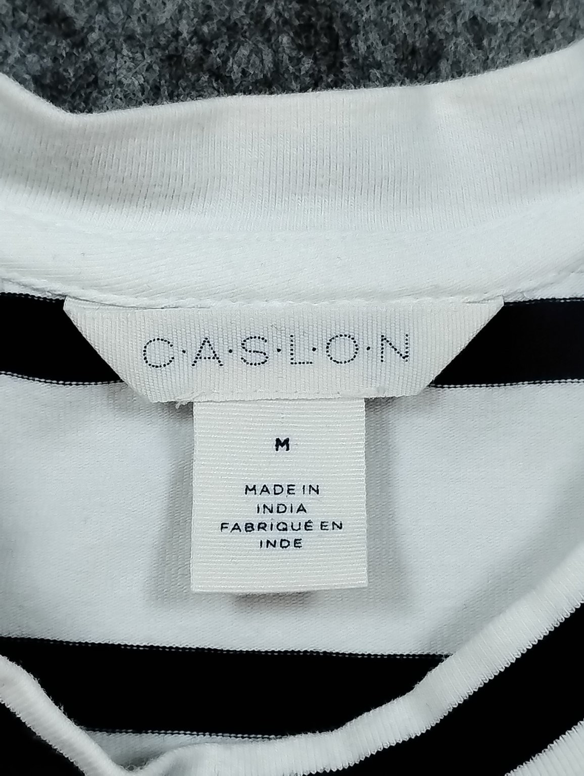 Caslon Black White Striped Maxi Dress Med Short Sleeve Pocket Slit Cotton Blend