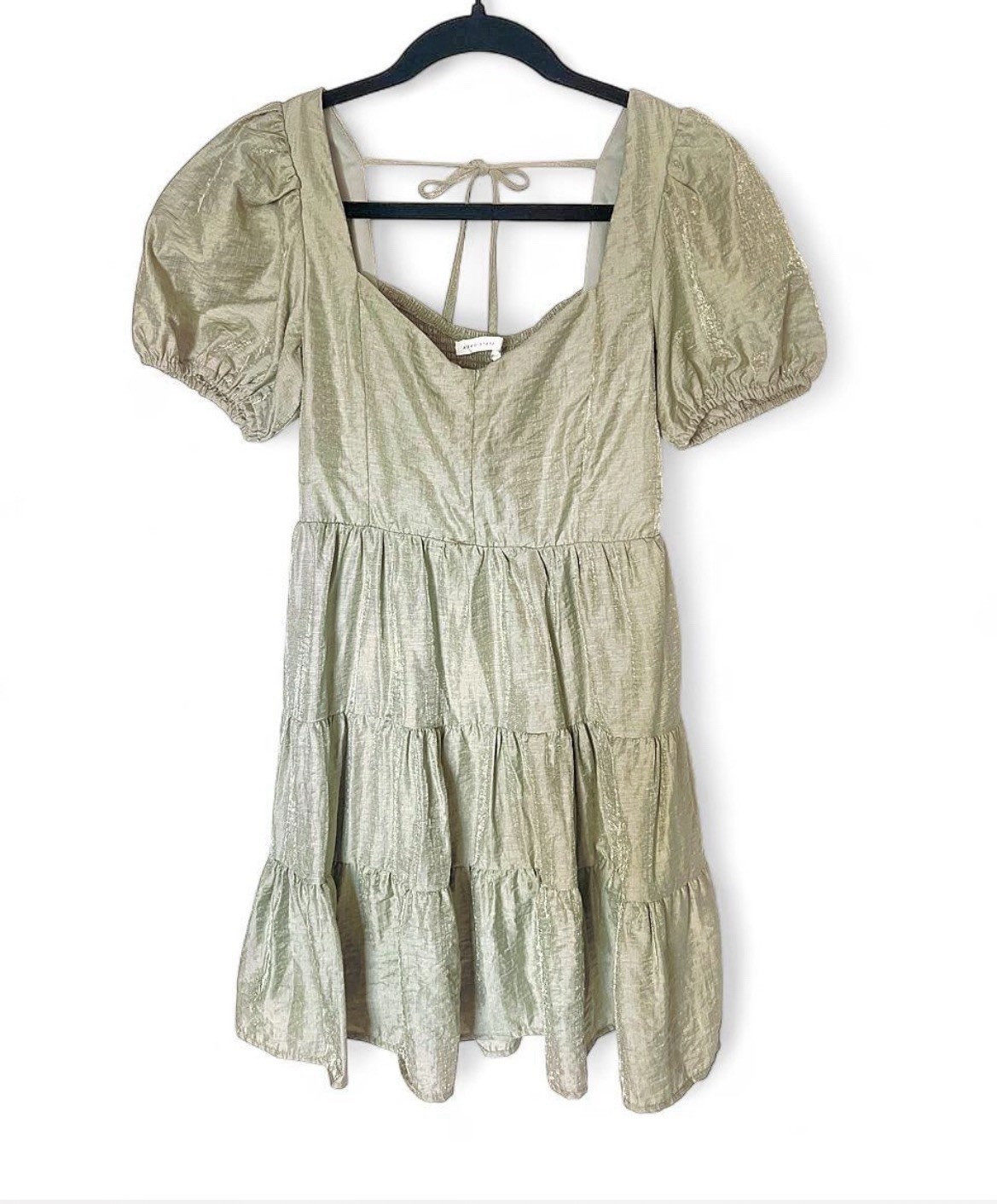 Altar’d State Green Square Neck Puff Sleeve Cottagecore Mini Dress Size Small