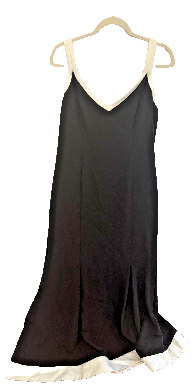 Lauren Ralph Lauren Dress Maxi Long Gown Black With White Trim Women Plus Size
