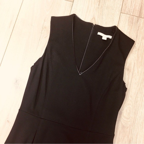 Banana Republic professional black faux leather trim dress 2 quiet luxury