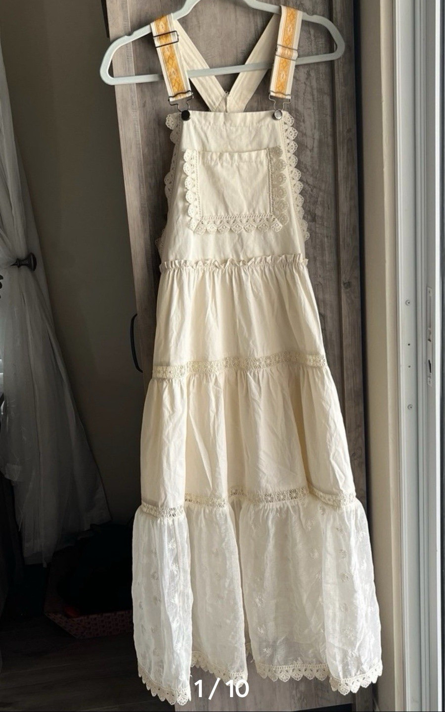 Farmhouse Country Overall Maxi Dress Sz M Unique & Rare