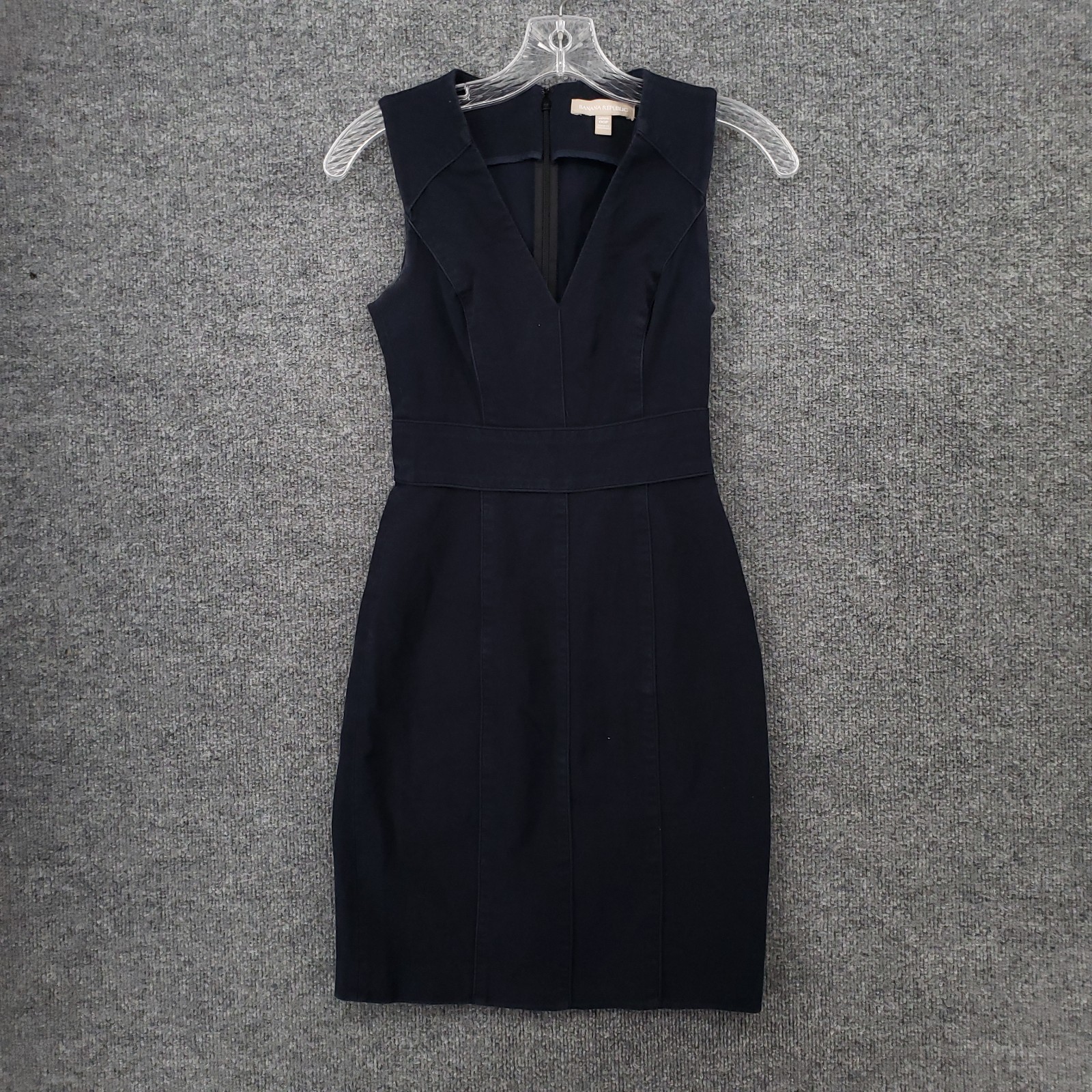 Banana Republic Dress Women 00P Petite Blue Knee Length Sheath Sleeveless V Neck