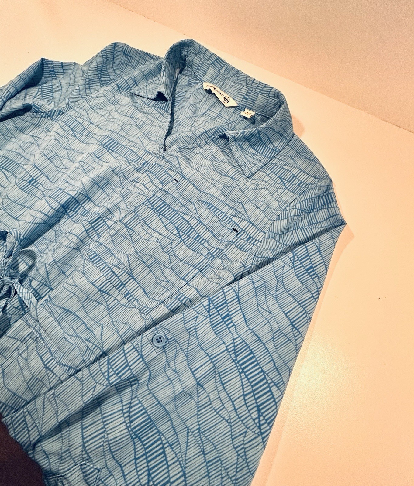 Shore To Summit Small Blue Geometric Print Tunic Dress Travel Hiking Shirt Dress