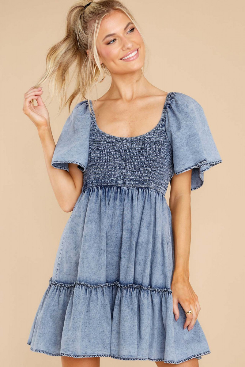 Female Dress Temperament Commuter Pullover Loose Denim Short-sleeved Dress
