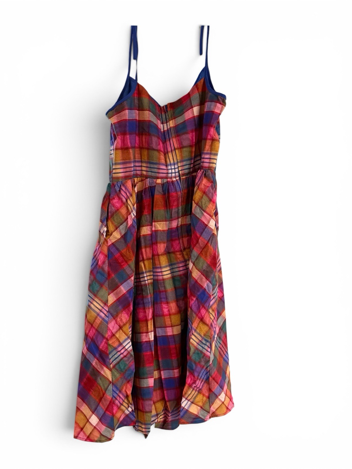 Unique Vintage Plaid Swing Dress Womens L 10-12 Mid Century Style Colorful Mini