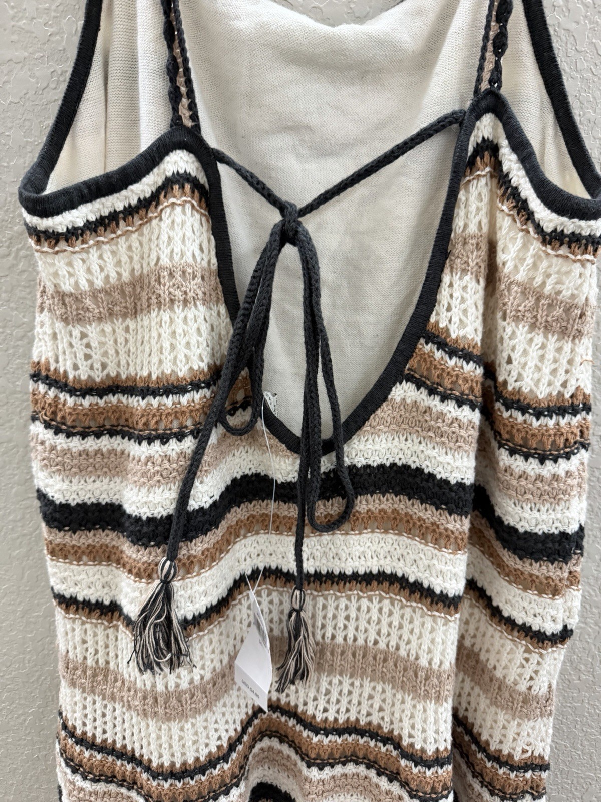 American Eagle Crochet Knit Swing Dress Sz L NWT Boho Stripe