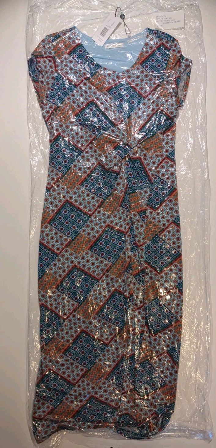 Elie Tahari Twisted Front Midi Casual or Dressy Dress Long Large NWT $275 Retail