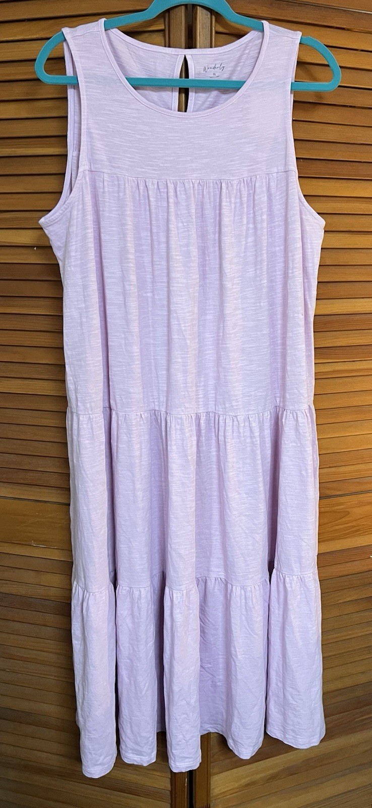 Wonderly Lilac Midi Dress XL Tiered Cotton Sleeveless Casual NWT