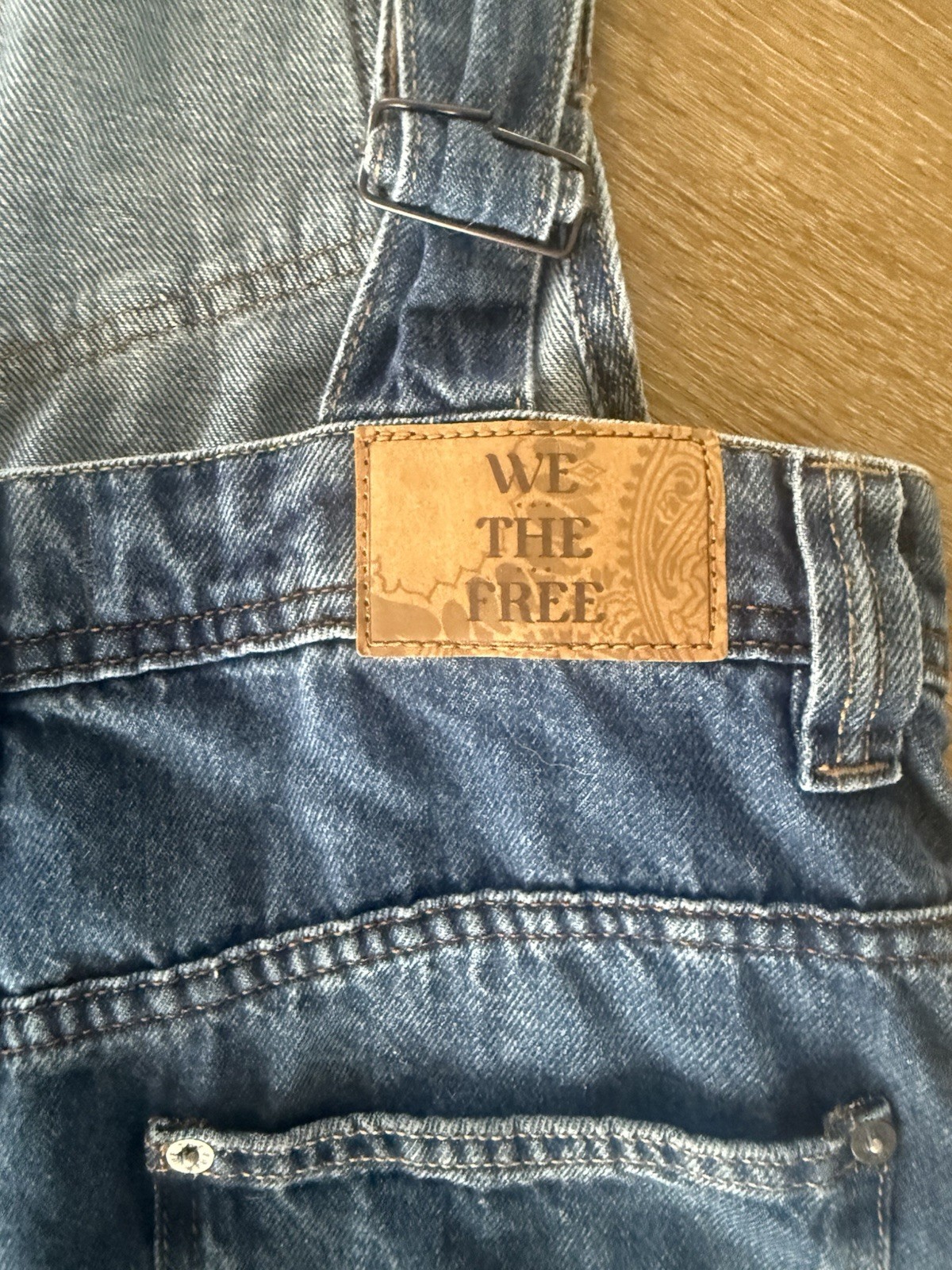 We The Free Womens S Blue Denim Overall Bardot Midi Dress Square Neck