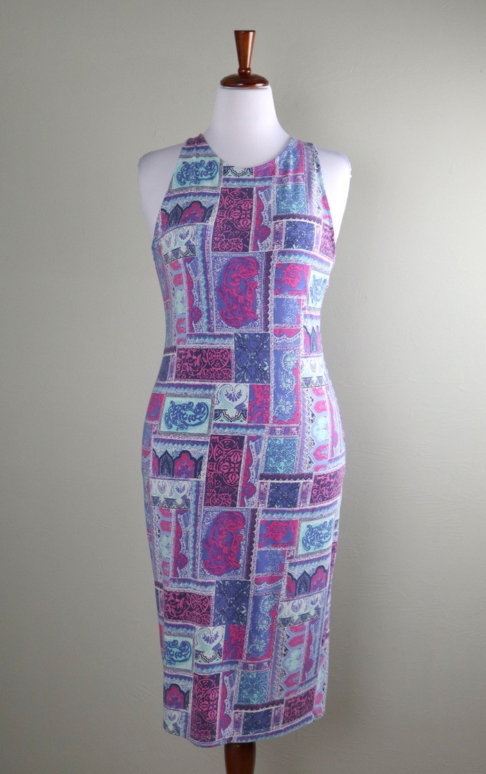 TORI RICHARD Honolulu $188 Soft Patchwork Print Midi Tank Dress Size Large