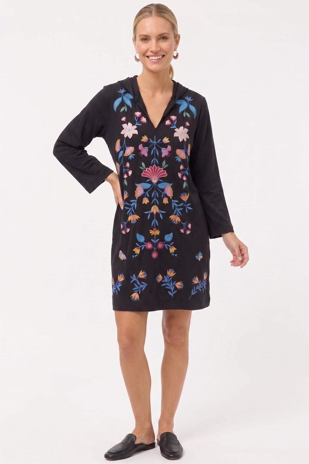 Johnny Was JWLA Black Elizabeth Beach Hoodie Dress J30925-E