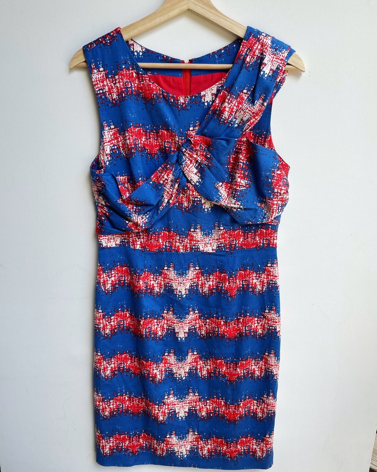 Tracy Reece Combo Twist Shift Red Blue Dress Size Bust 38 Inches