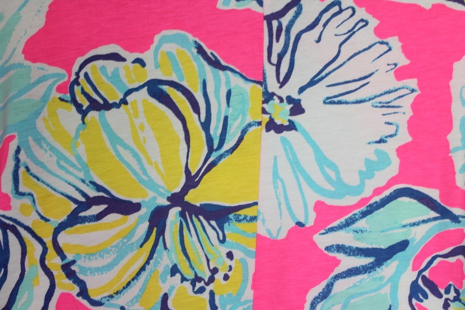 Lilly Pulitzer Marlowe Dress 100% Pima Cotton Pink Floral Boat Neck Nautical L
