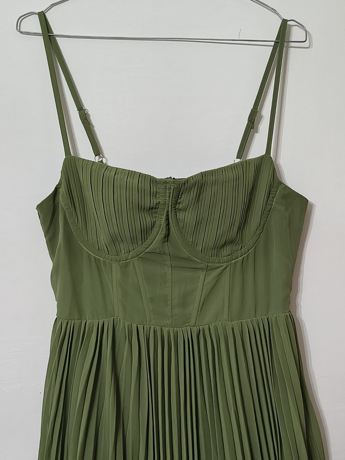 Green Pleated Evening Dress