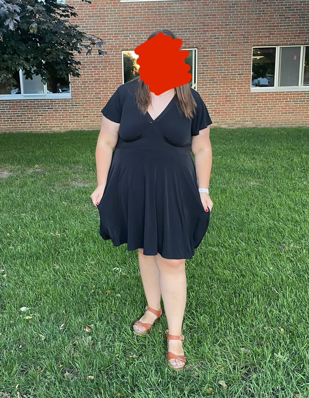 Torrid Plus Size 3 Black Solid V-Neck Short Sleeve Pullover Midi Dress