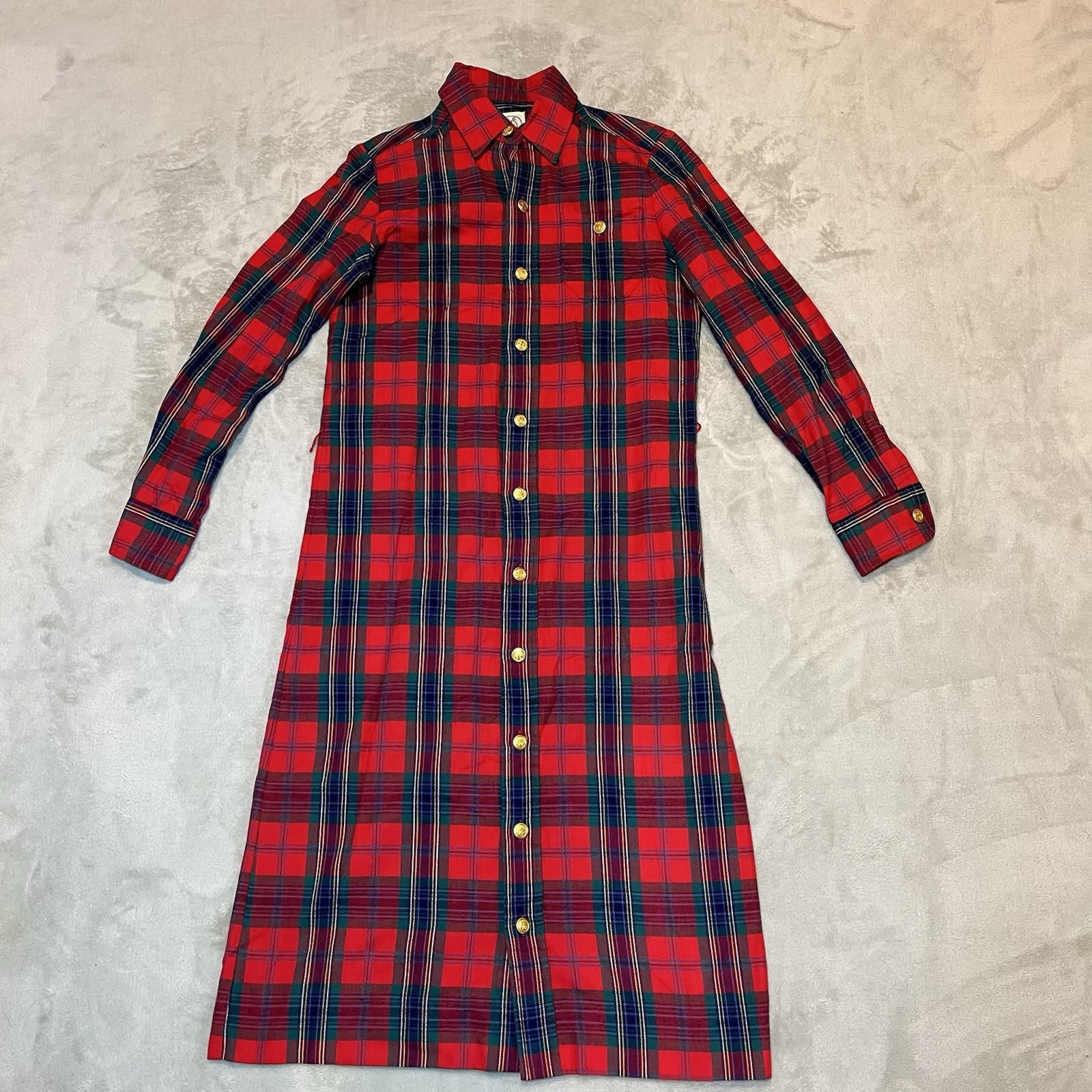 Vintage JG Hook Tartan Plaid Dress Size 8 Red Blue Green Button Front 90’s