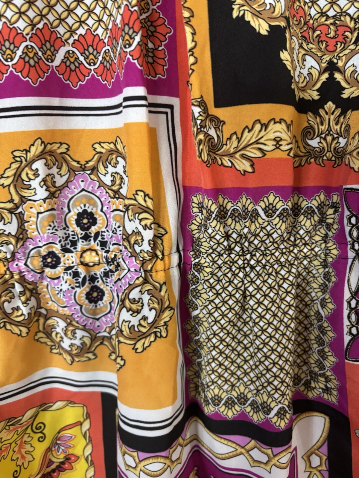 Spense Designer Inspired Print Italian Baroque Dress Magenta Mustard Size 4