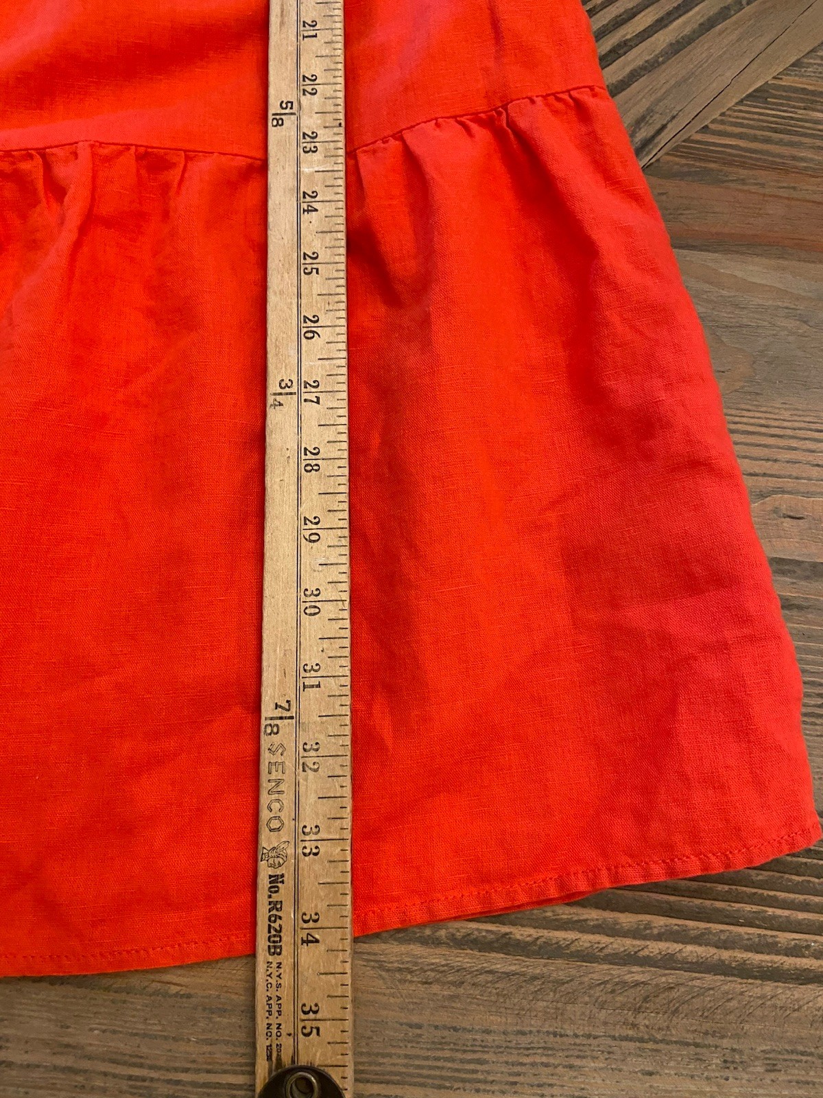 Goodthreads Linen Cotton Tiered Dress Women’s Medium Coral Red Flutter Sleeve