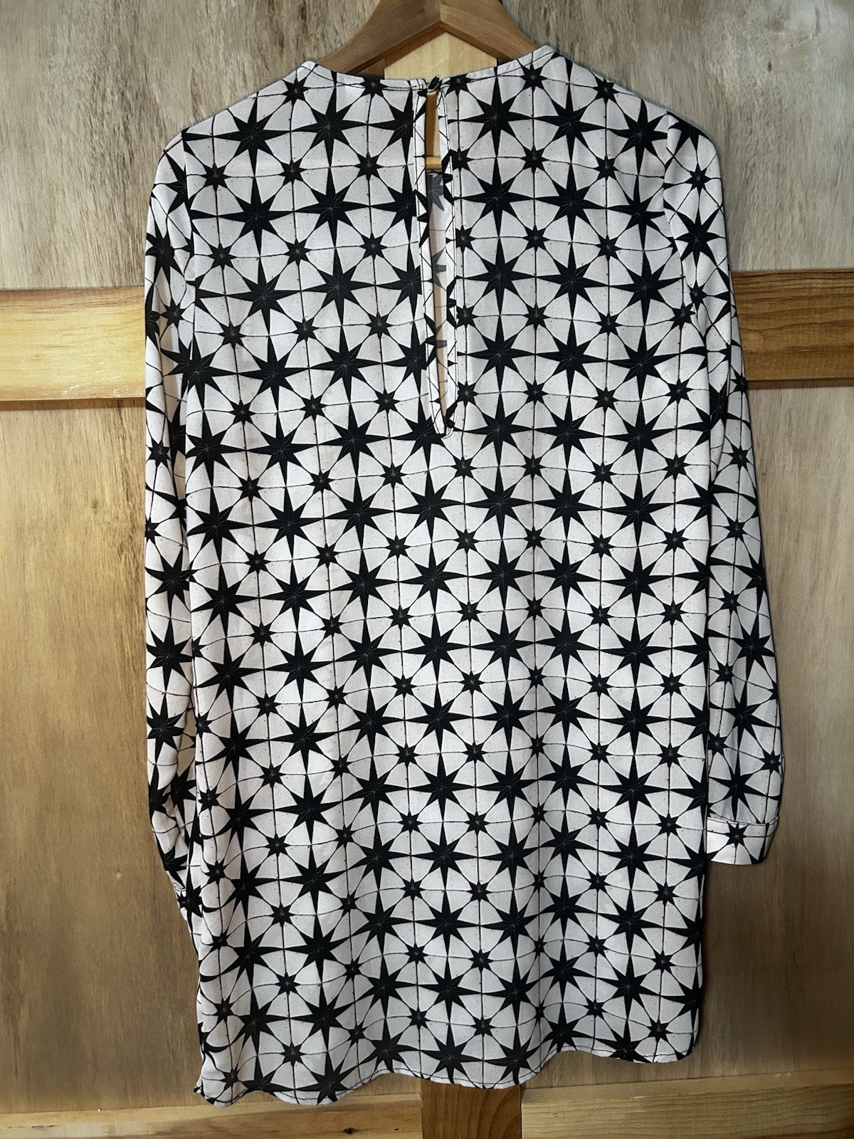 BEC + BRIDGE Australia Geometric Star Print Shift Dress/Coverup Long Sleeve US 4