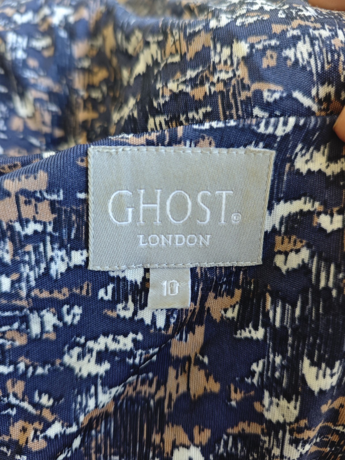 Ghost London Blue Bronze Ruched Formal Evening Dress Size 10 .