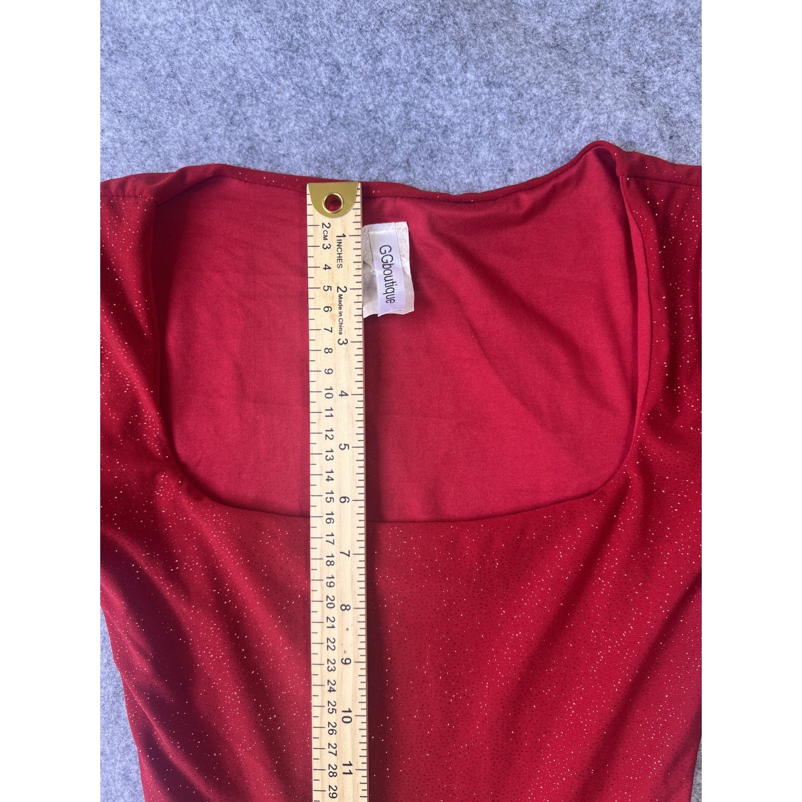 GG Boutique Tiered Ruffle Romper Dress XSmall Red Glitter Long Sleeve Skort