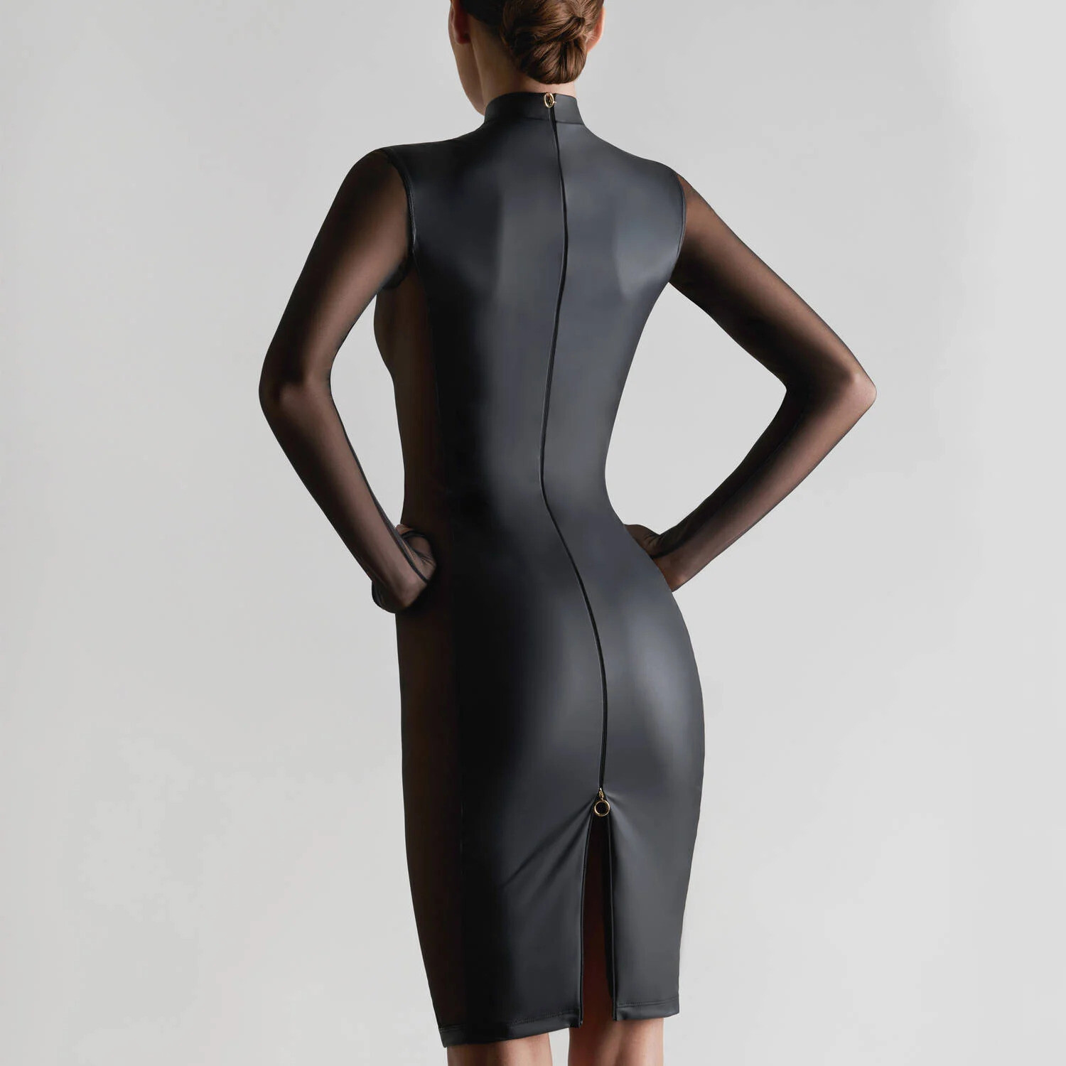 Maison Close Front and Back Opened Long Sleeved Dress Chambre Noire