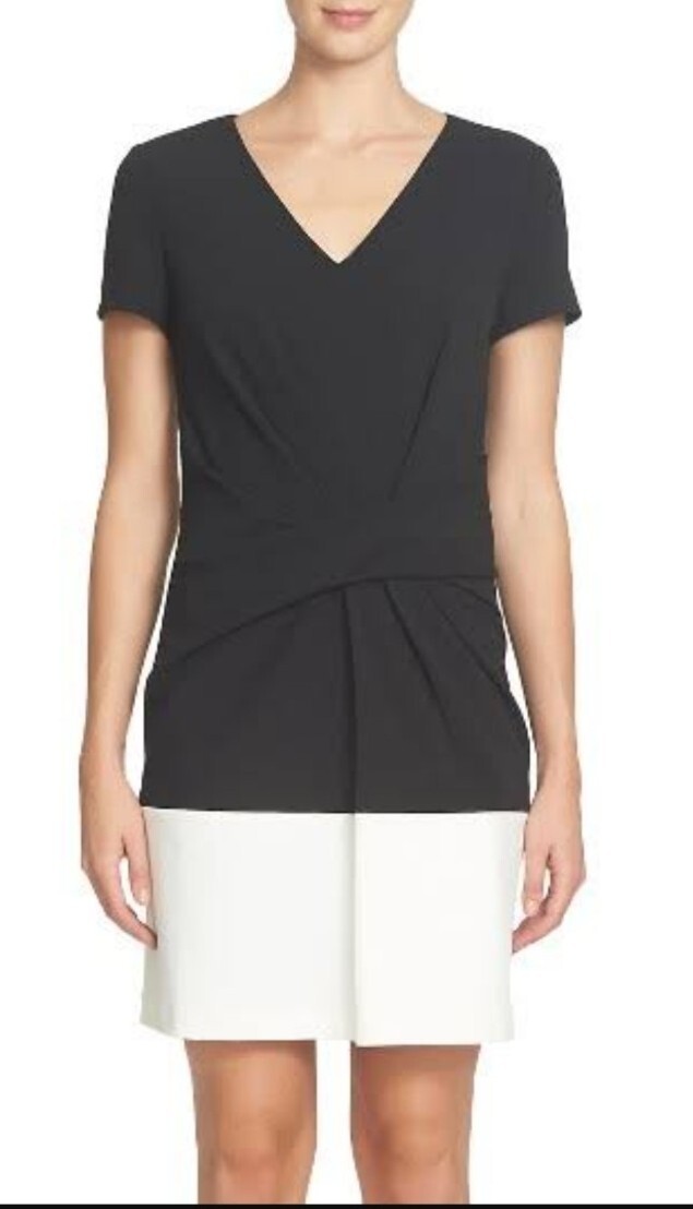 Cynthia Steffe Aline Dress Womens 6 Short Black White Colorblock Career Office