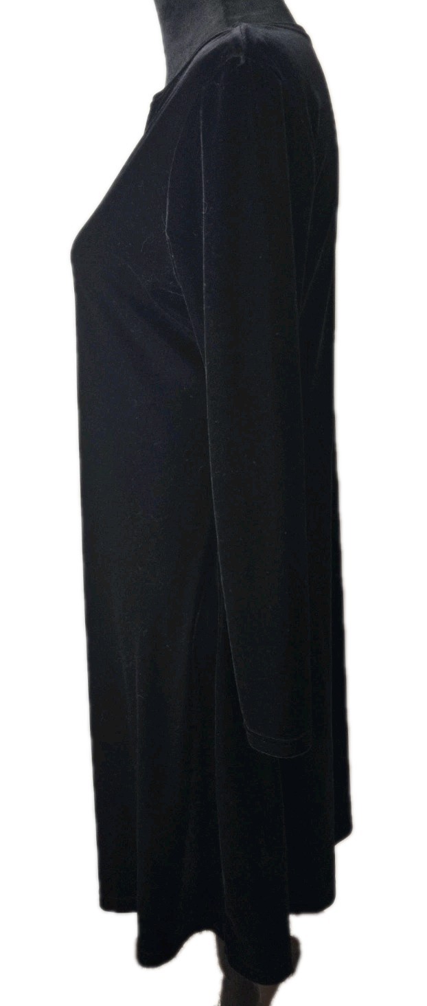 Jacqueline Ferrar Black Velvet Long Sleeve Midi Dress Size 6 Classic Holiday