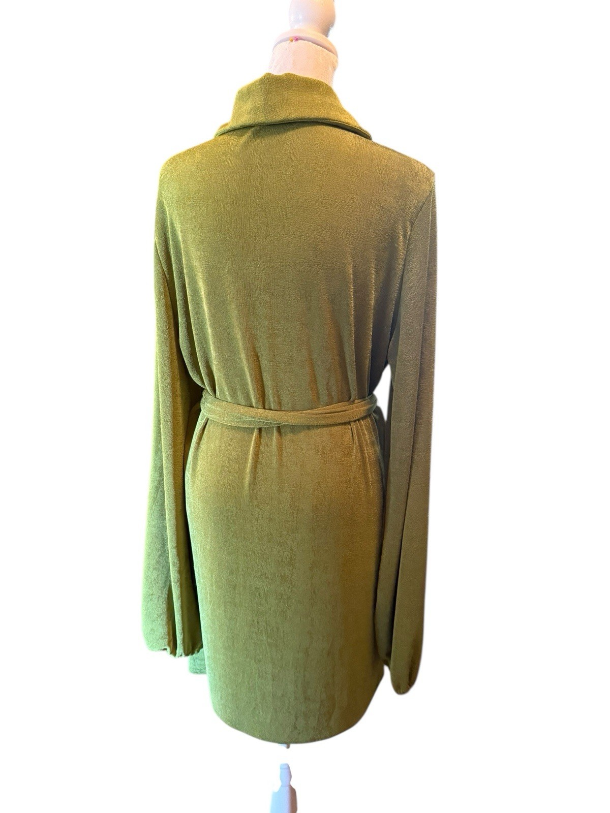 Princess Polly Green Party Time Faux Wrap Long Sleeve Mini Dress 10 Belt Stretch