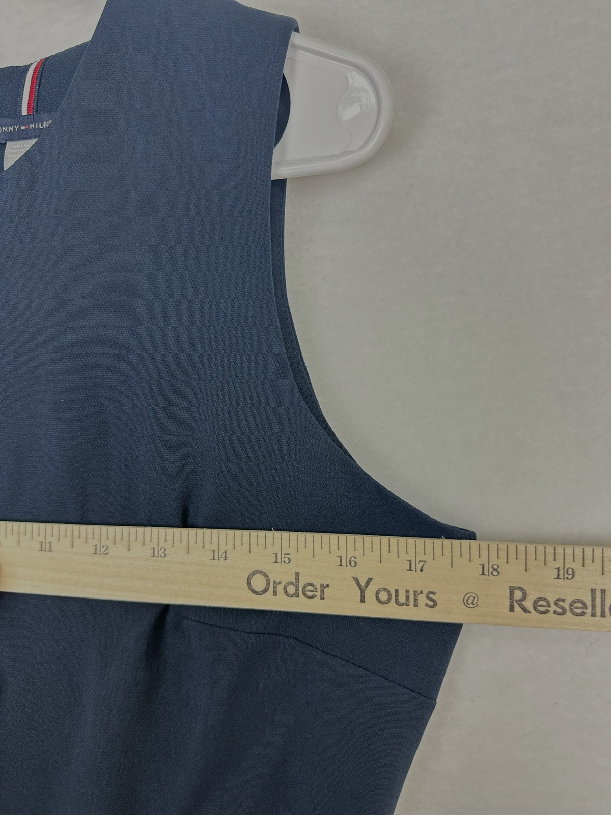 Tommy Hilfiger Shift Dress 6 Navy Pleated Mini Gold Button Jersey NWT $119
