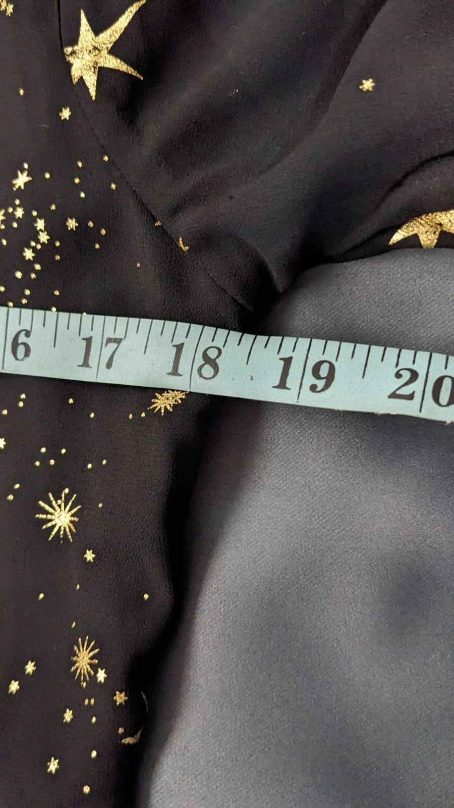 Black V-Neck Celestial Dress Gold Foil Constellation Print Small