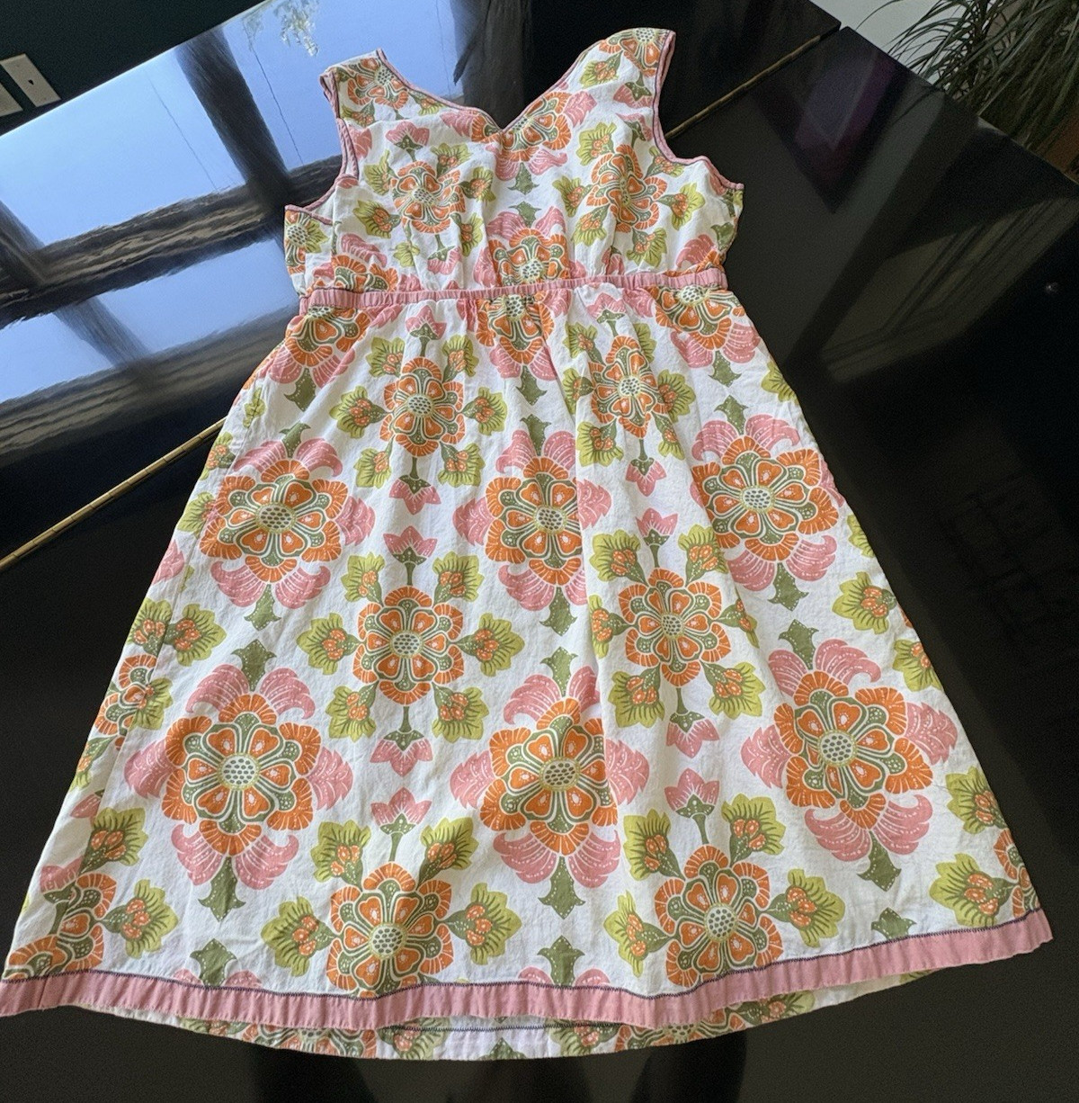 Boden Sleeveless Sundress Pink/Orange Floral Empire Waist Lined UK18 / US14