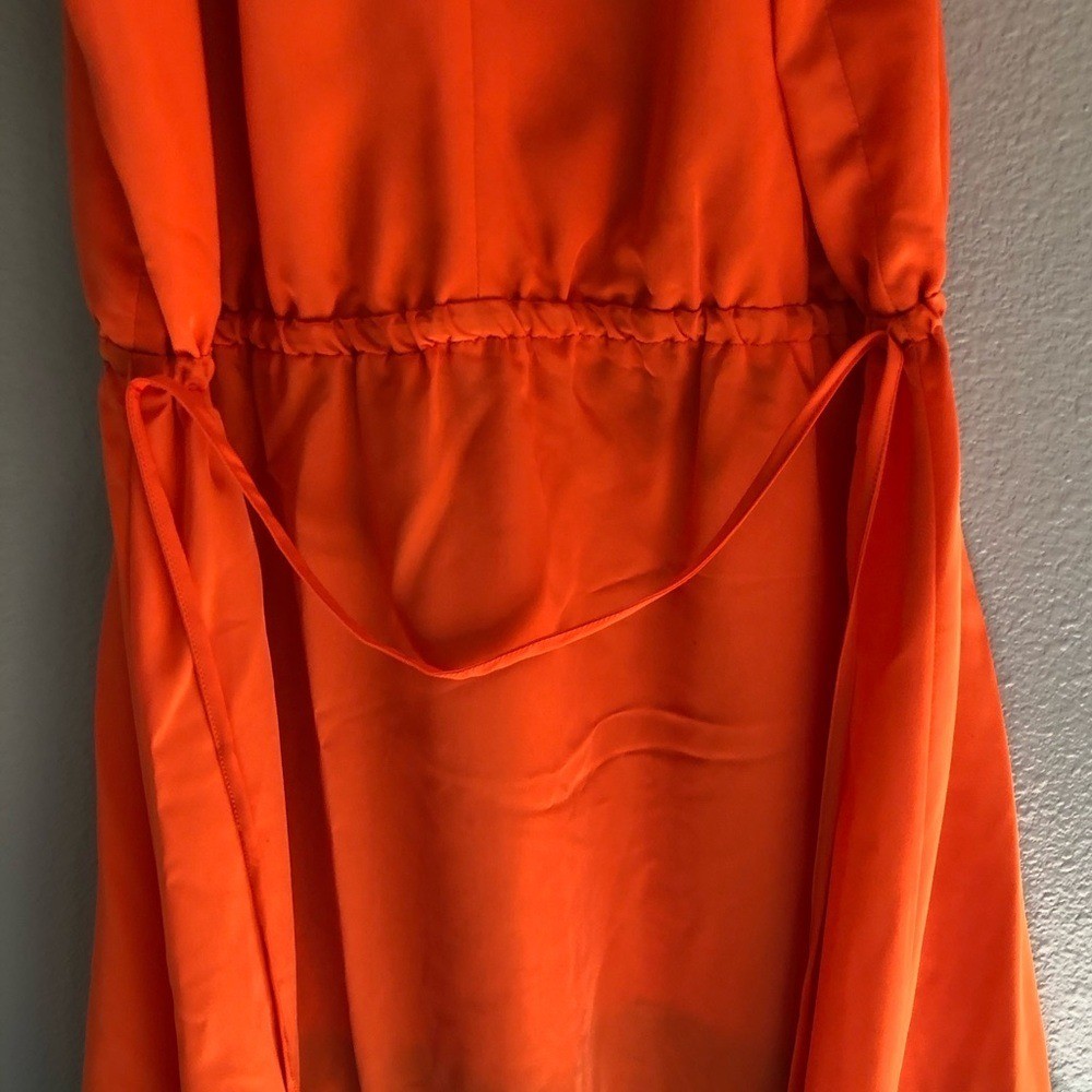 JUSTFAB Womens Junior Dress High Low Orange Navy Blue M Elastic Drawstring