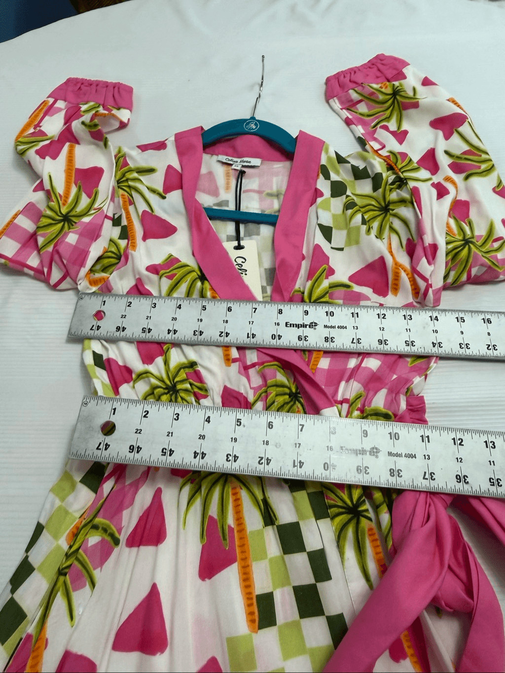 NWT Celina Moon Lomg Sleeve Palm Print Wrap Mini Dress Size XS New