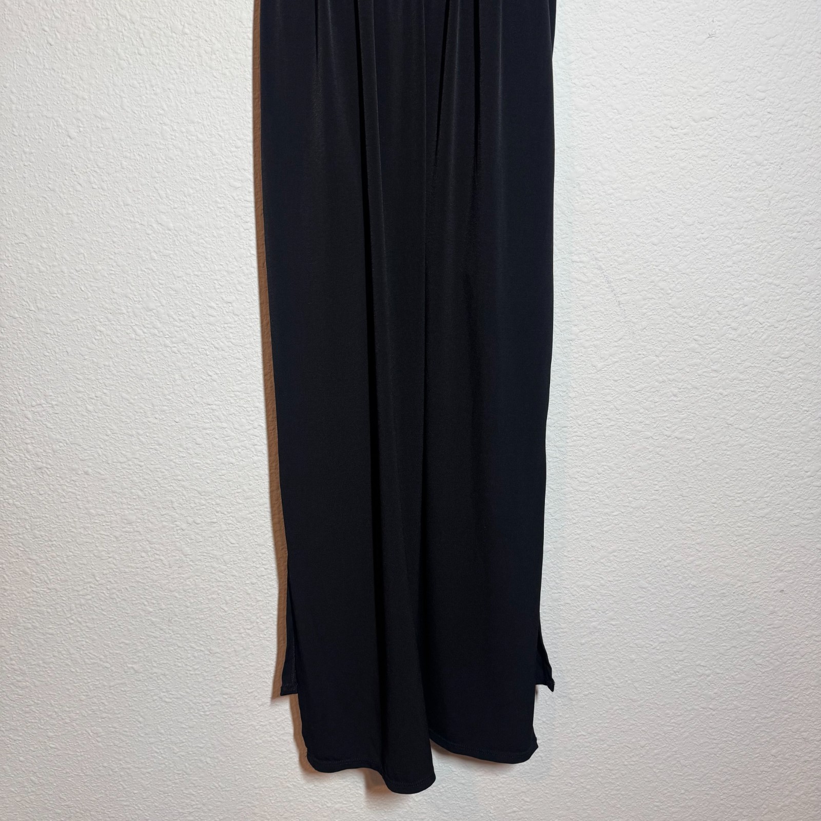 BCBGeneration Midi Dress Women Black Draped Pockets Keyhole Back Spaghetti Strap