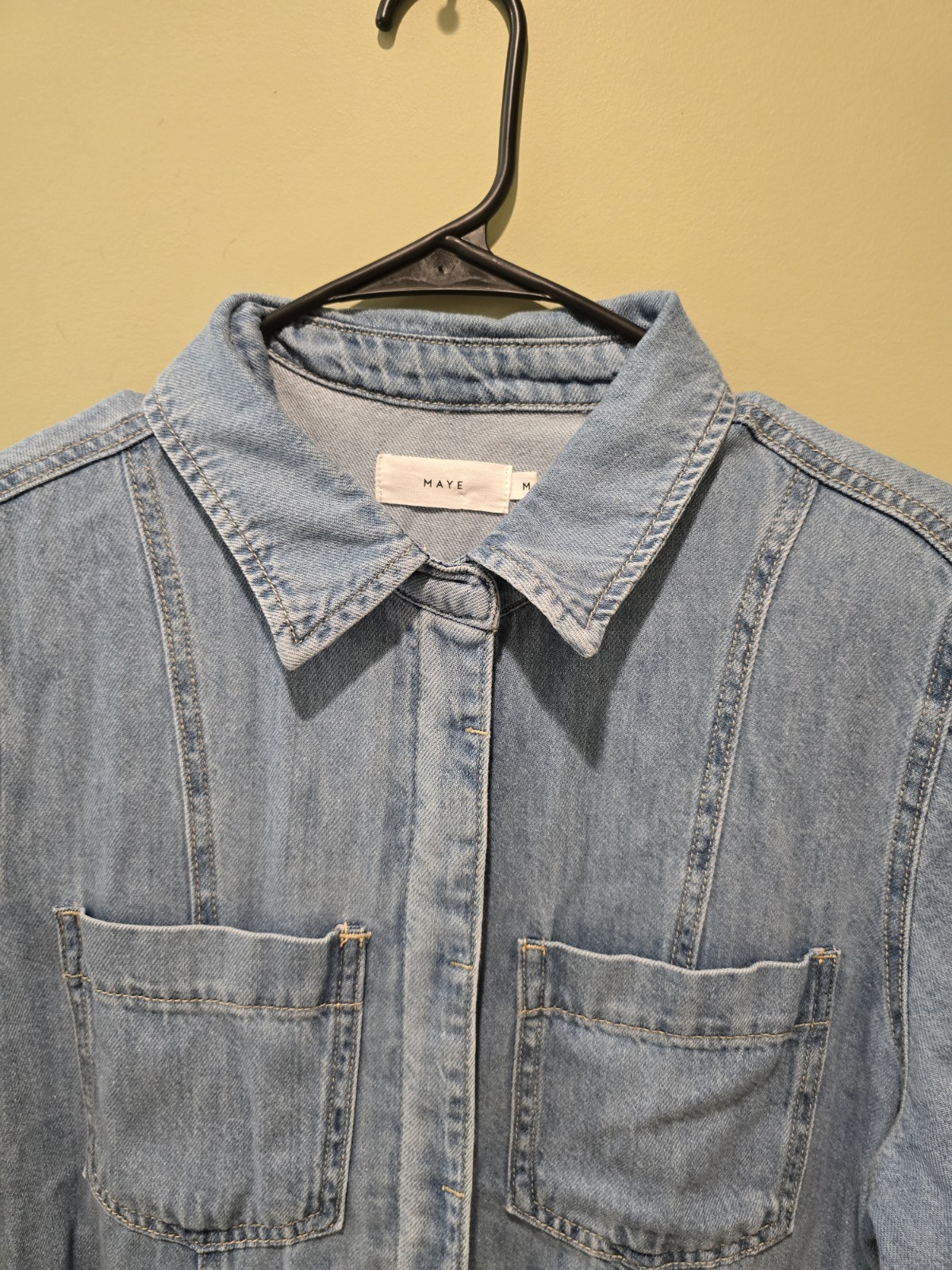 Maye The Label Montana Light Wash Denim Midi Shirt Dress Size Medium