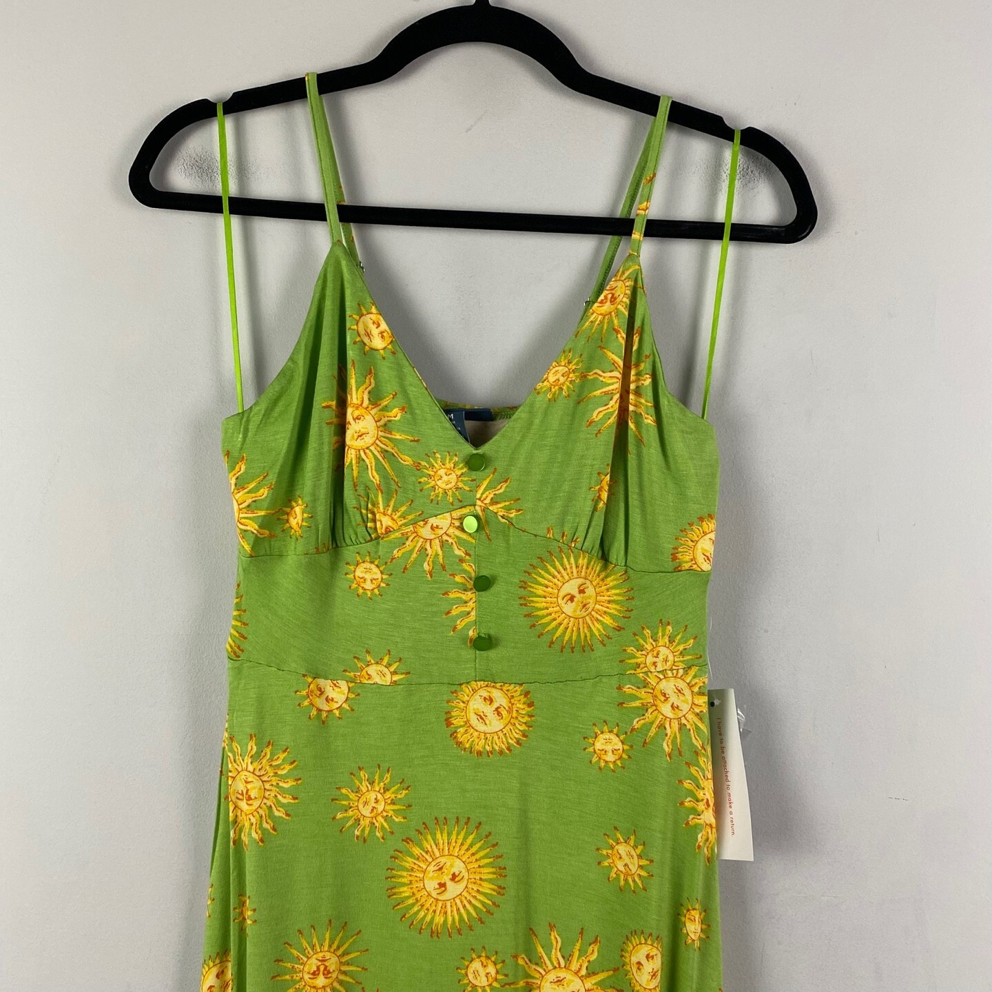 ModCloth Seaside Vacay Slip Dress Size Medium Lime Green Suns Midi Sleeveless