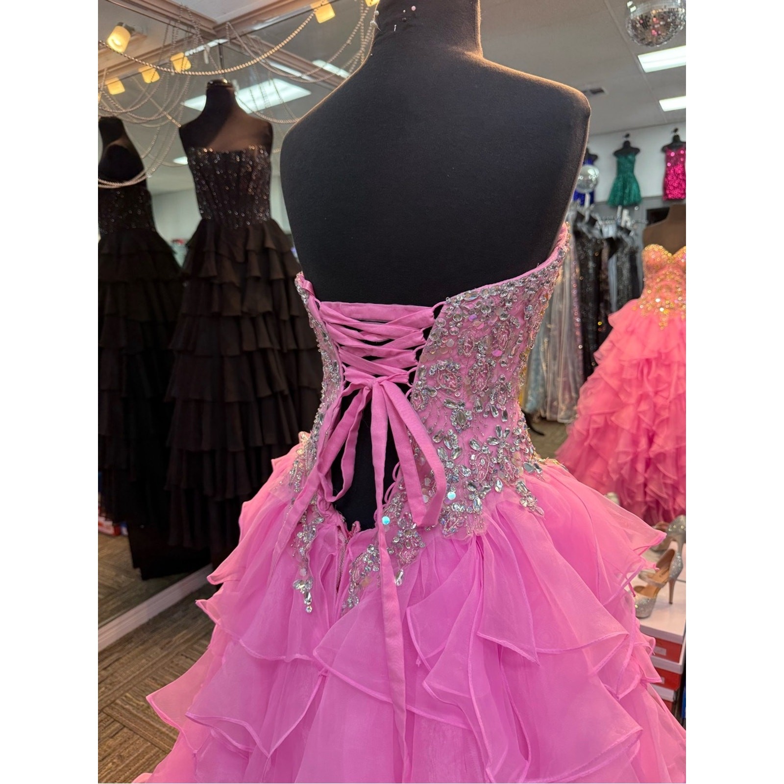 Authentic MORILEE 10 95095 PINK RUFFLED PROM DRESS FORMAL PAGEANT GOWN BALLGOWN