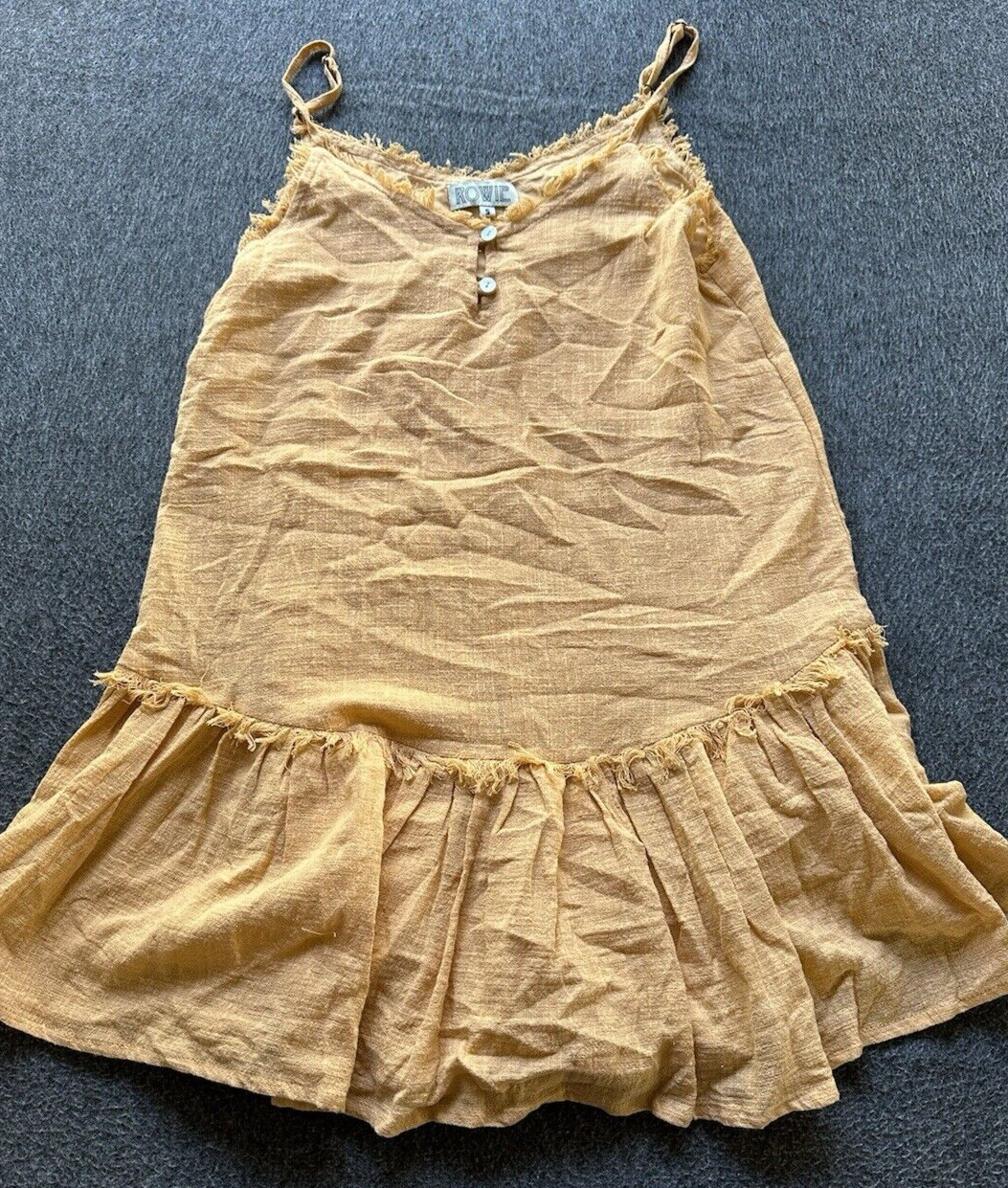 Rowie Dress Womens Small Orange Fringe Spaghetti Strap Lightweight Lined Summer
