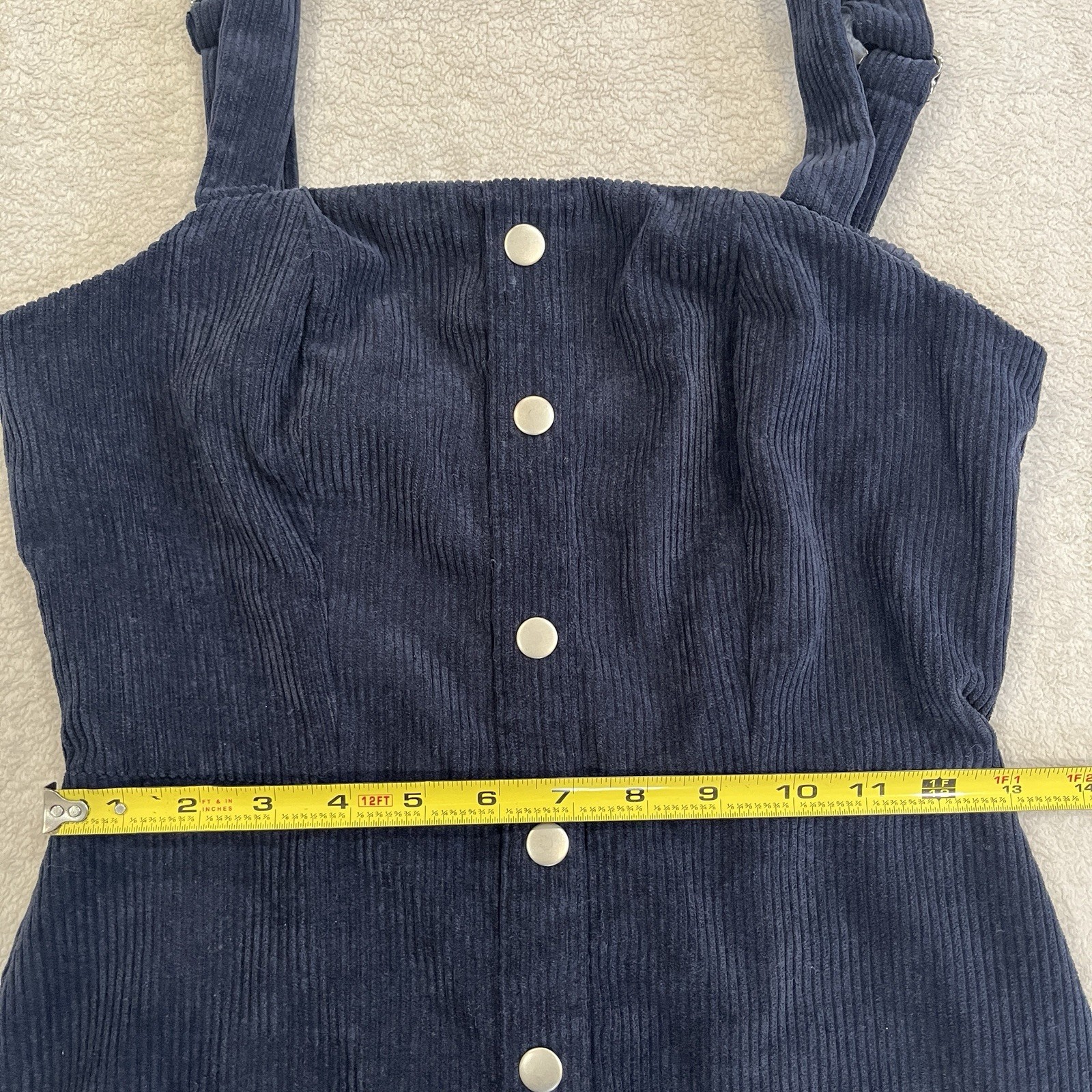 Lulus Womens XS Button Front Corduroy Mini Dress Sweet Contentment Blue Short