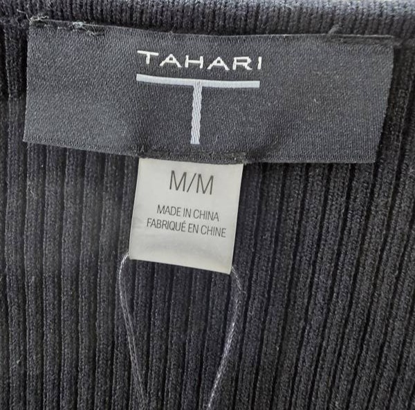 T Tahari Elbow Sleeve Scoop Neck Ribbed Dress Women’s M Black/White Pullover