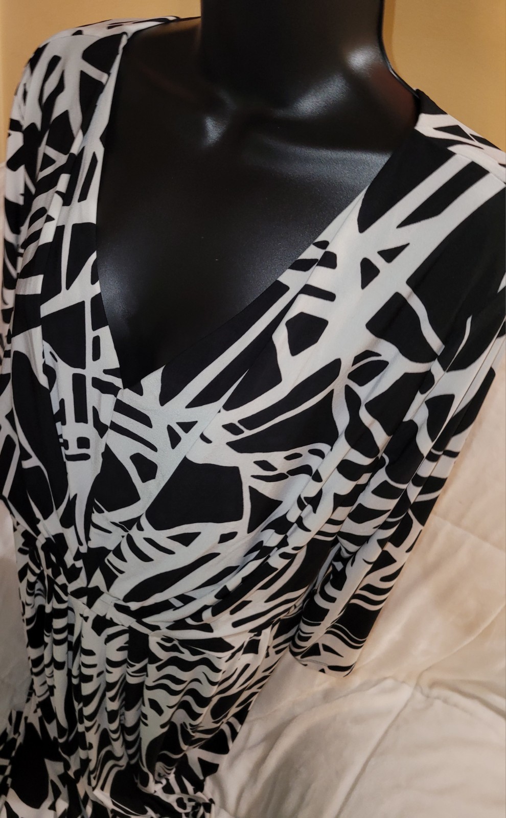 Anne Klien Black And White Print Long Classy Dress Size XL