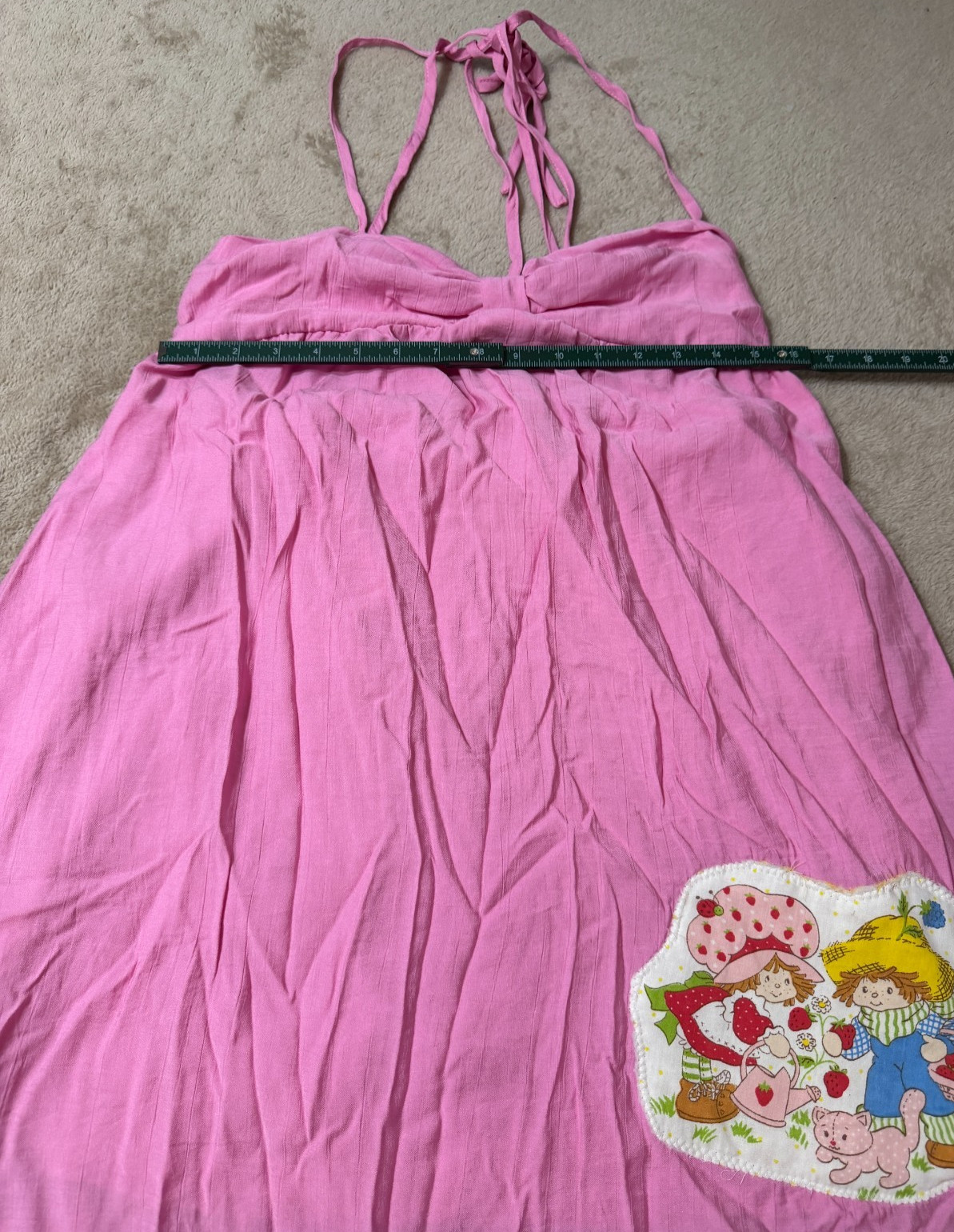 Velvet Familiar Strawberry Shortcake Upcycled Dress Womens Small Pink Cottagecor