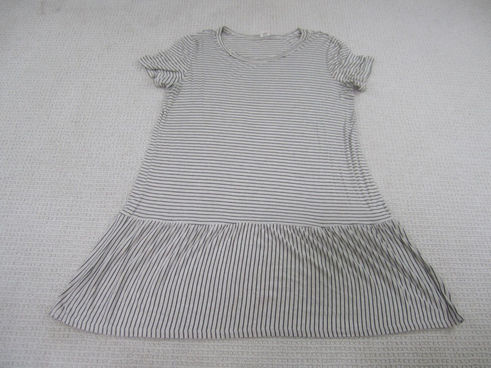 7th Ray Dress Womens Large Beige Striped Casual Fit & Flare Cap Sleeve
