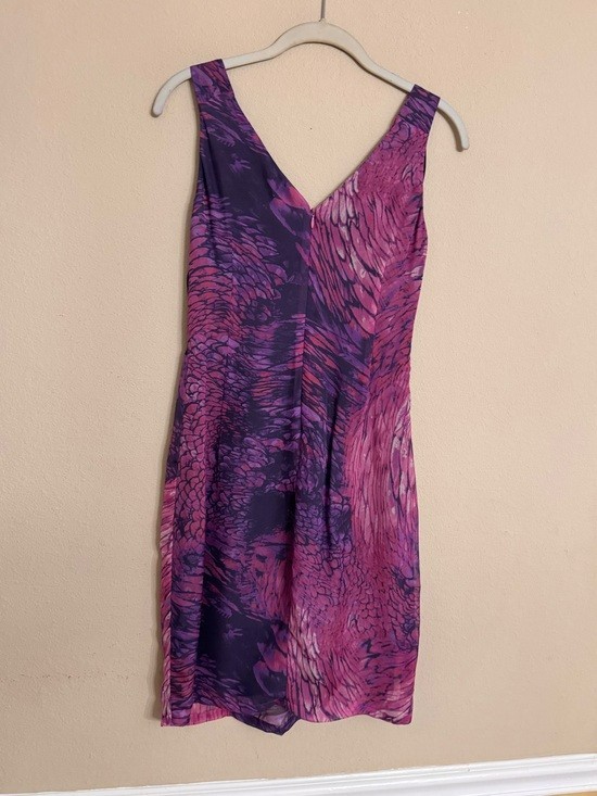 Presley Skye Purple 100% Silk Front Knot Style Sleeveless Tulip Dress, PM EUC