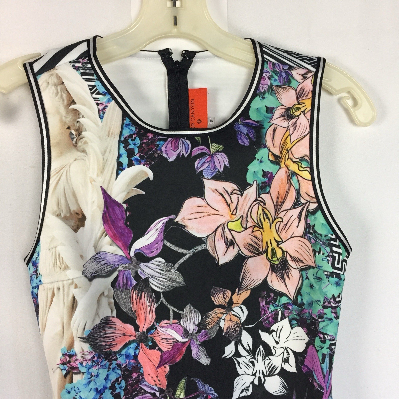 Clover Canyon Scuba Floral Art Print Sleeveless Sheath Dress Size S Small