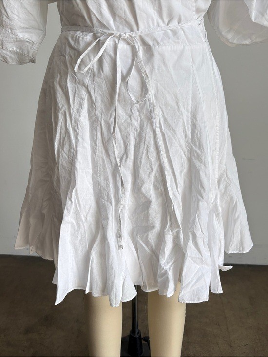 NWT RHODE “Claudine” Puff-Sleeve Wrap Mini Dress in White Sz X-Large