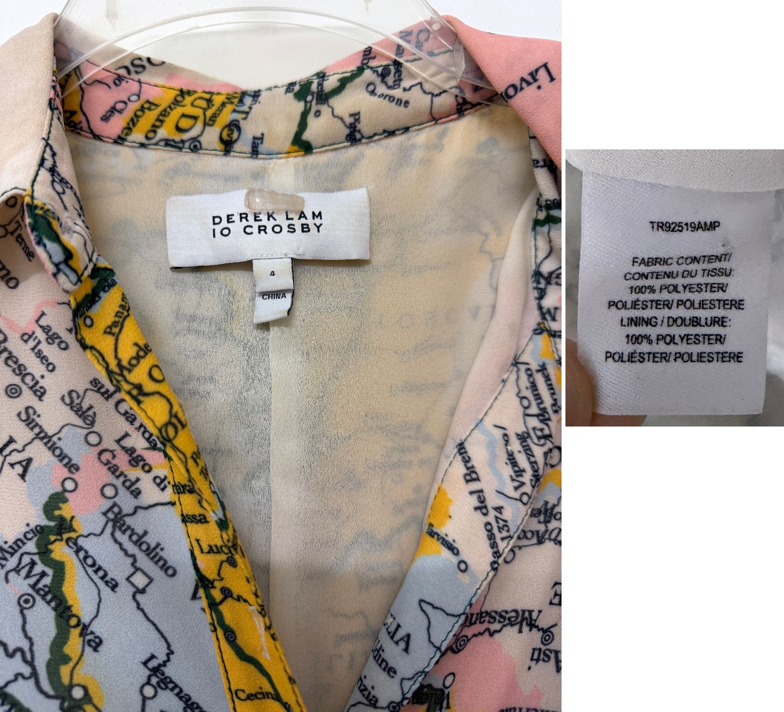 Derek Lam 10 Crosby Map Print Midi Shirt Dress Italy Short Sleeve 4