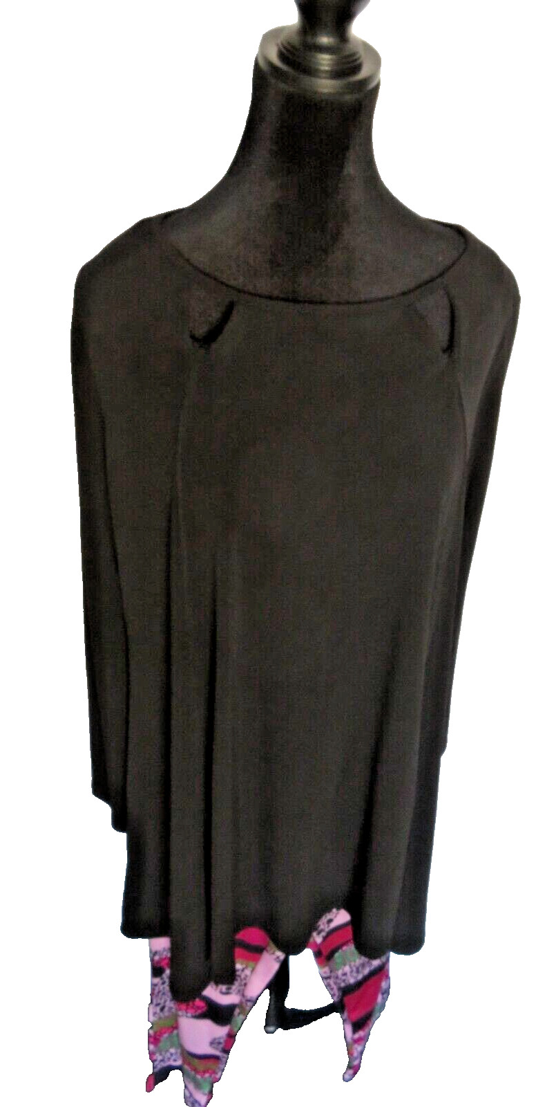 LBISSE® Black Tunic With Retro Print Leggings Multi-Color Pinks Grays Size Large